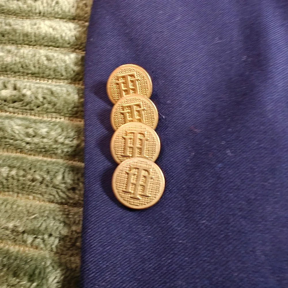 Tommy Hilfiger Mens Navy Blue Gold Button Blazer Sportcoat Ivy Preppy Jacket 36S